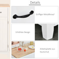 Küchenschrank Kommode mit 2 Schubladen Holz Weiss 74x40x915cm