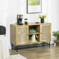 Küchenschrank Sideboard Rattanoptik Stahlfüsse 120x38x76.2cm