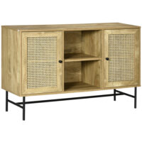 Küchenschrank Sideboard Rattanoptik Stahlfüsse 120x38x76.2cm