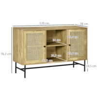 Küchenschrank Sideboard Rattanoptik Stahlfüsse 120x38x76.2cm