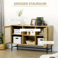 Küchenschrank Sideboard Rattanoptik Stahlfüsse 120x38x76.2cm