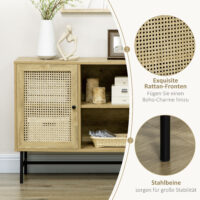Küchenschrank Sideboard Rattanoptik Stahlfüsse 120x38x76.2cm