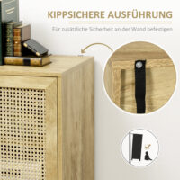 Küchenschrank Sideboard Rattanoptik Stahlfüsse 120x38x76.2cm