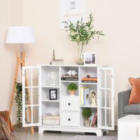 Küchenschrank Sideboard elegant mit Glastüren 100 x 35 x 100 cm