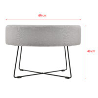 Couchtisch Nelson Ø 60 cm Polster Grau/Schwarz