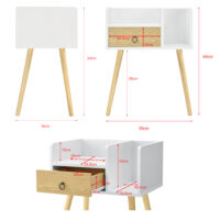 Nachttisch Gibbston 64x50x36 cm mit 2 Ablagen Weiss