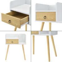 Nachttisch Gibbston 64x50x36 cm mit 2 Ablagen Weiss