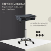 Laptoptisch Laptop Ständer Notebooktisch mit Rollen höhenverstellbar klappbar