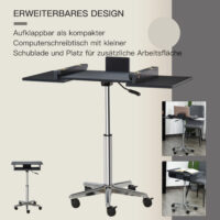Laptoptisch Laptop Ständer Notebooktisch mit Rollen höhenverstellbar klappbar
