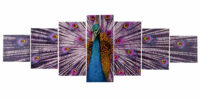 Leinwandbild Wandbild 7-teilig 140x50cm Pfau