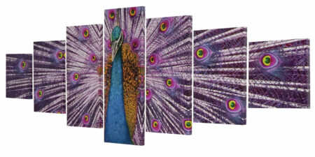 Leinwandbild Wandbild 7-teilig 245x87cm ~ Pfau