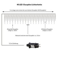 Lichterkette Weihnachten 40 LEDs 10.4m Eiszapfen