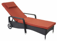 Liegestuhl Carrara Gartenliege Rattan mit Räder mit Kissen