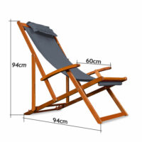 Liegestuhl Deckchair Akazienholz Campingstuhl anthrazit