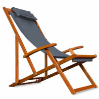 Liegestuhl Deckchair Akazienholz Campingstuhl anthrazit