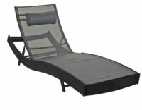 Liegestuhl Rattan Savannah ~ anthrazit Bezug grau