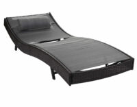 Liegestuhl Rattan Savannah ~ braun-meliert Bezug grau