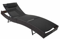 Liegestuhl Rattan Savannah ~ braun-meliert Bezug schwarz