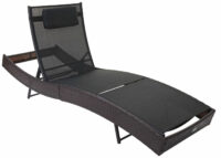 Liegestuhl Rattan Savannah ~ braun-meliert Bezug schwarz