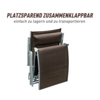 Liegestuhl Sonnenliege mit Kissen 5-fach verstellbar braun