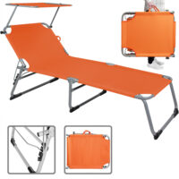 Liegestuhl Sun mit Sonnendach orange - klappbar mit Trageschlaufen