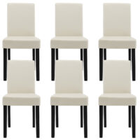 6er-Set Esszimmerstuhl Massivholzbeinen creme Kunstleder