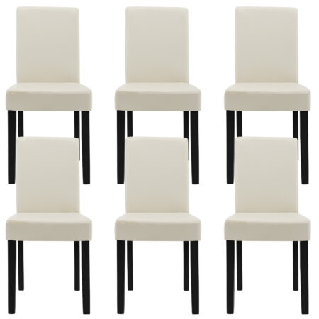 6er-Set Esszimmerstuhl Massivholzbeinen creme Kunstleder