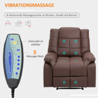 Massagesessel BigBUDDY Fernsehsessel mit Liegefunktion Braun
