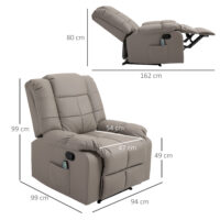 Massagesessel BigBUDDY Fernsehsessel mit Liegefunktion Grau