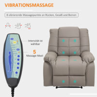 Massagesessel BigBUDDY Fernsehsessel mit Liegefunktion Grau