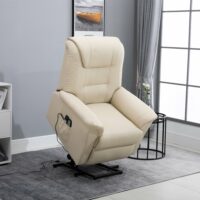 Massagesessel mit Aufstehhilfe Kunstleder Creme