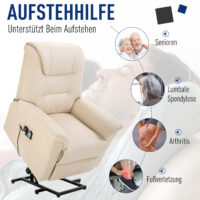 Massagesessel mit Aufstehhilfe Kunstleder Creme