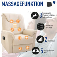 Massagesessel mit Aufstehhilfe Kunstleder Creme
