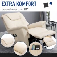 Massagesessel mit Aufstehhilfe Kunstleder Creme