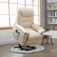 Massagesessel mit Aufstehhilfe Kunstleder Creme
