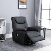 Massagesessel mit Aufstehhilfe elektrisch Kunstleder Schwarz