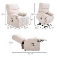Massagesessel mit Aufstehhilfe elektrisch Stoffbezug Creme