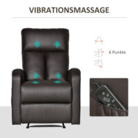 Massagesessel mit Liegefunktion Fussstütze Braun