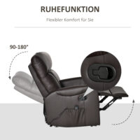 Massagesessel mit Liegefunktion Fussstütze Braun