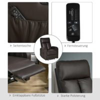 Massagesessel mit Liegefunktion Fussstütze Braun