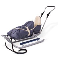 Metall-Schlitten mit Winterfusssack silber-grau