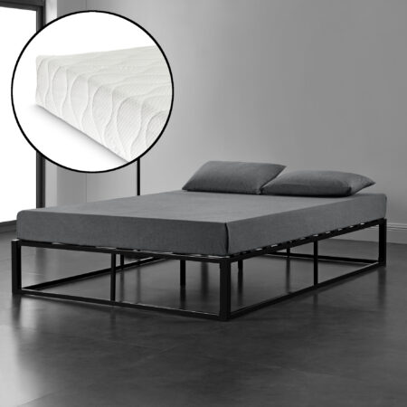Metallbett Kreta 180x200cm mit Kaltschaummatratze Schwarz