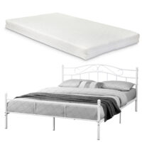 Metallbett Florenz 180x200cm mit Kaltschaummatratze Weiss