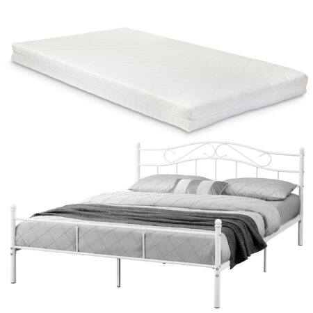 Metallbett Florenz 180x200cm mit Kaltschaummatratze Weiss