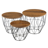 Metallkorb Beistelltisch Padua 3er-Set Eiche Antik