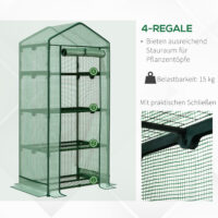 Mini-Gewächshaus 69x49x158cm Frühbeet mit 3 Regalböden