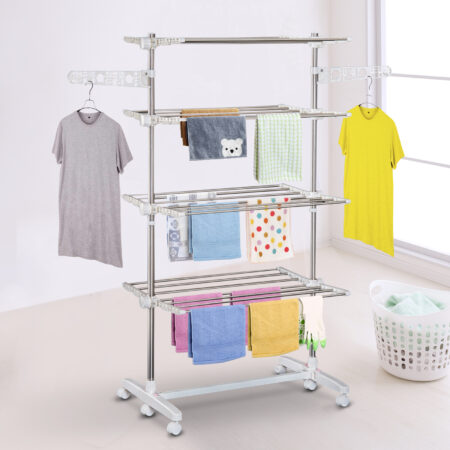 Mobiler Wäscheständer klappbar mit 4 Ebenen