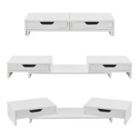 Monitorständer Marttila mit 2 Schubladen 60x22x11cm Weiss