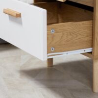 Nachttisch 2 Schubladen Lamellen Natur Weiss