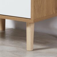 Nachttisch 2 Schubladen Lamellen Natur Weiss
